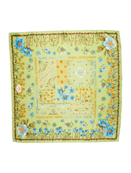 Longchamp Printed Silk Scarf Green