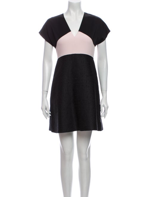 Longchamp Colorblock Pattern Mini Dress Black