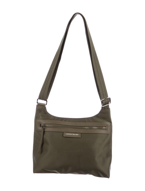 Longchamp Leather-Trimmed Messenger Bag Green