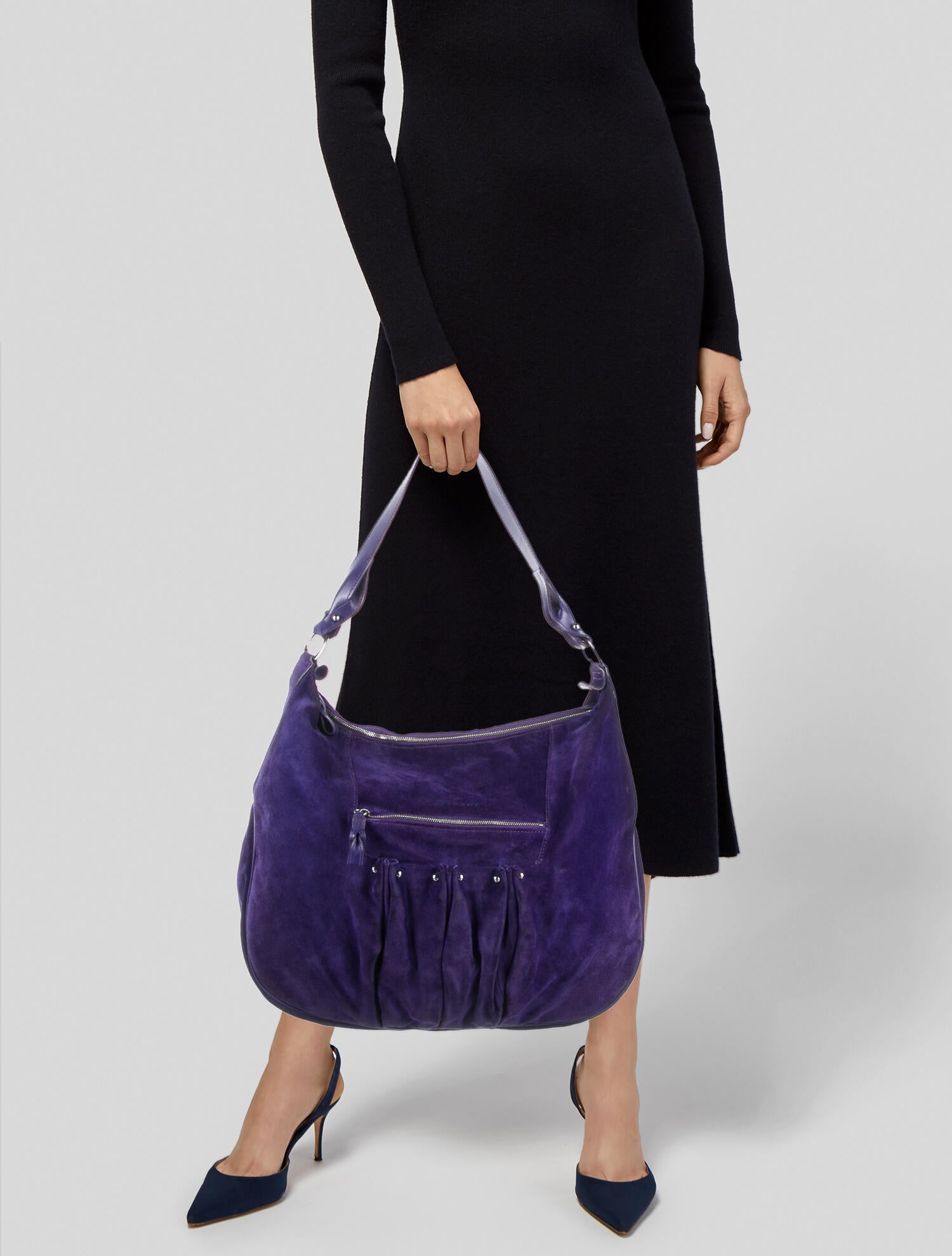 longchamp purple suede dress Longchamp Suede Shoulder Bag - Purple Shoulder Bags, Handbags - WL848973