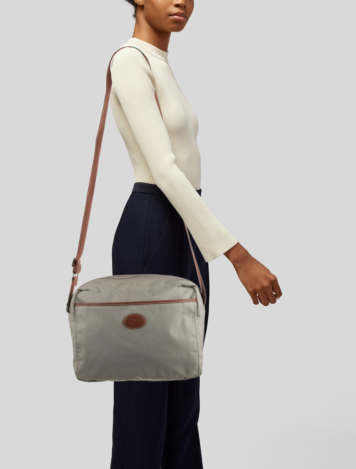 Longchamp LeatherTrimmed Nylon Crossbody Bag Neutrals Crossbody Bags