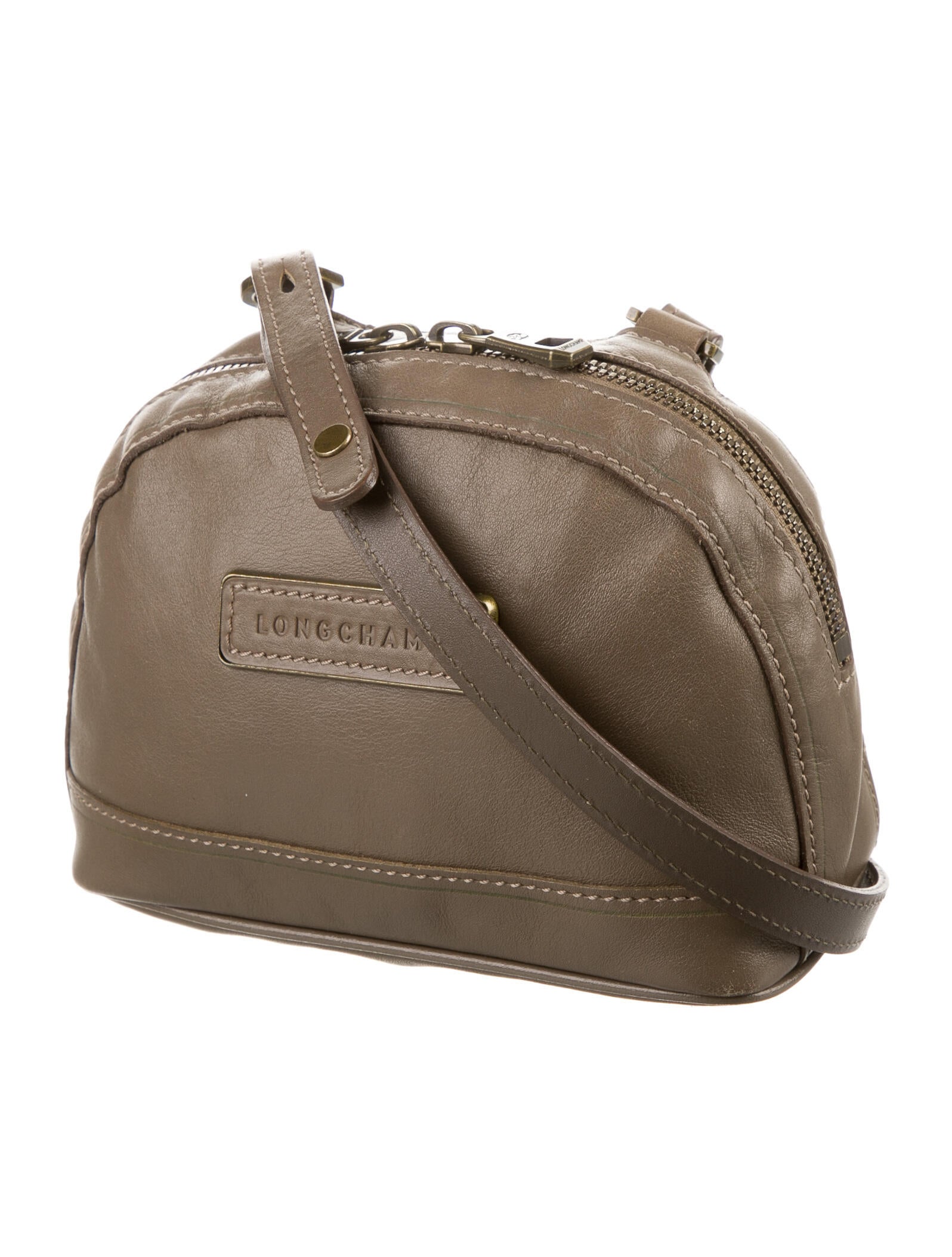 Longchamp Leather Mini Crossbody Bag Grey Crossbody Bags, Handbags