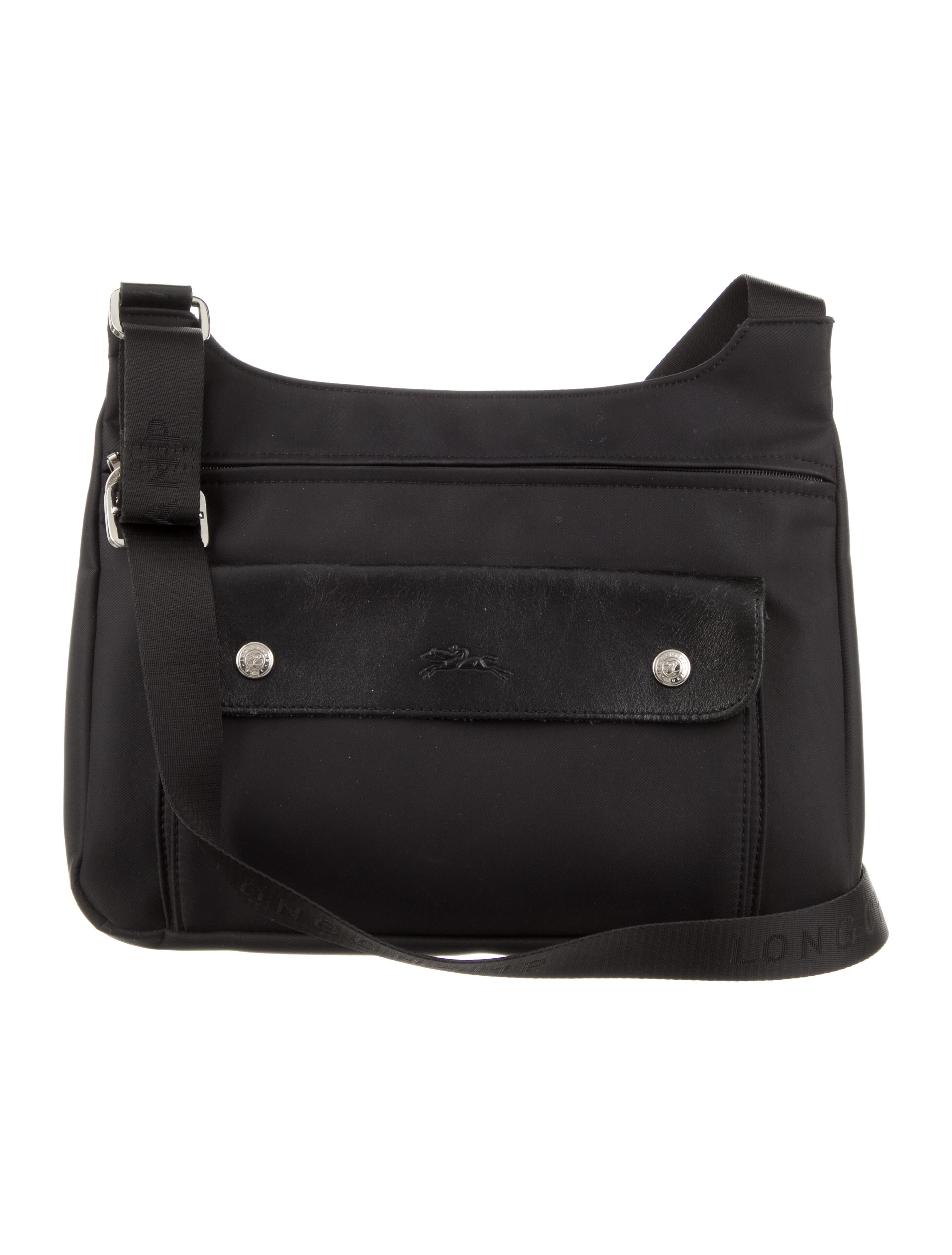 Longchamp Leather Trimmed Nylon Crossbody Bag Black Crossbody Bags