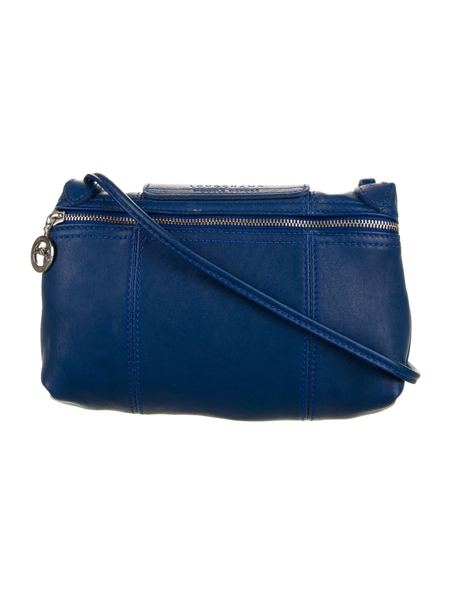 Longchamp Le Pliage Leather Crossbody Bag Blue Crossbody Bags