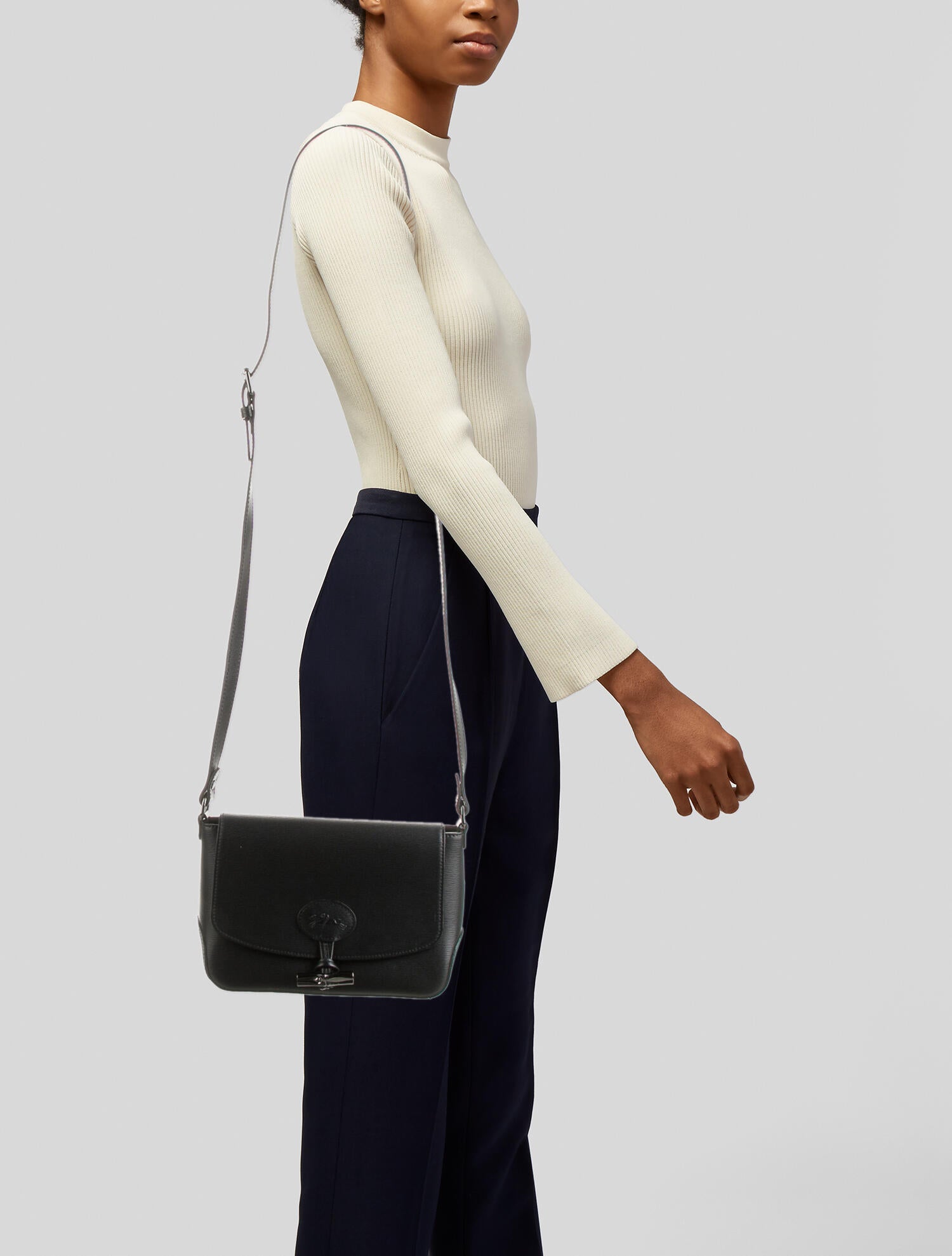 Longchamp Leather Crossbody Bag Black Crossbody Bags, Handbags