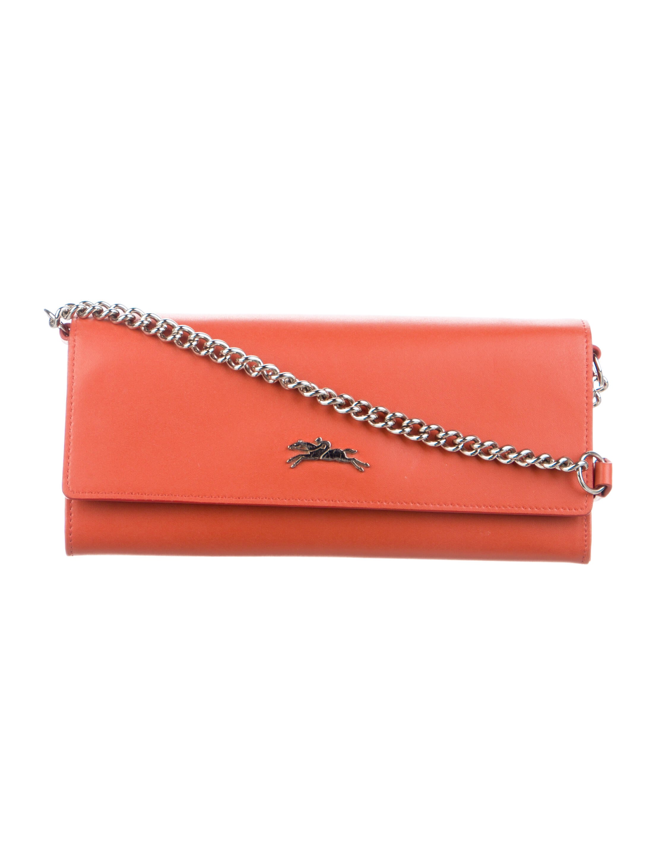 Longchamp Leather ChainLink Crossbody Orange Crossbody Bags