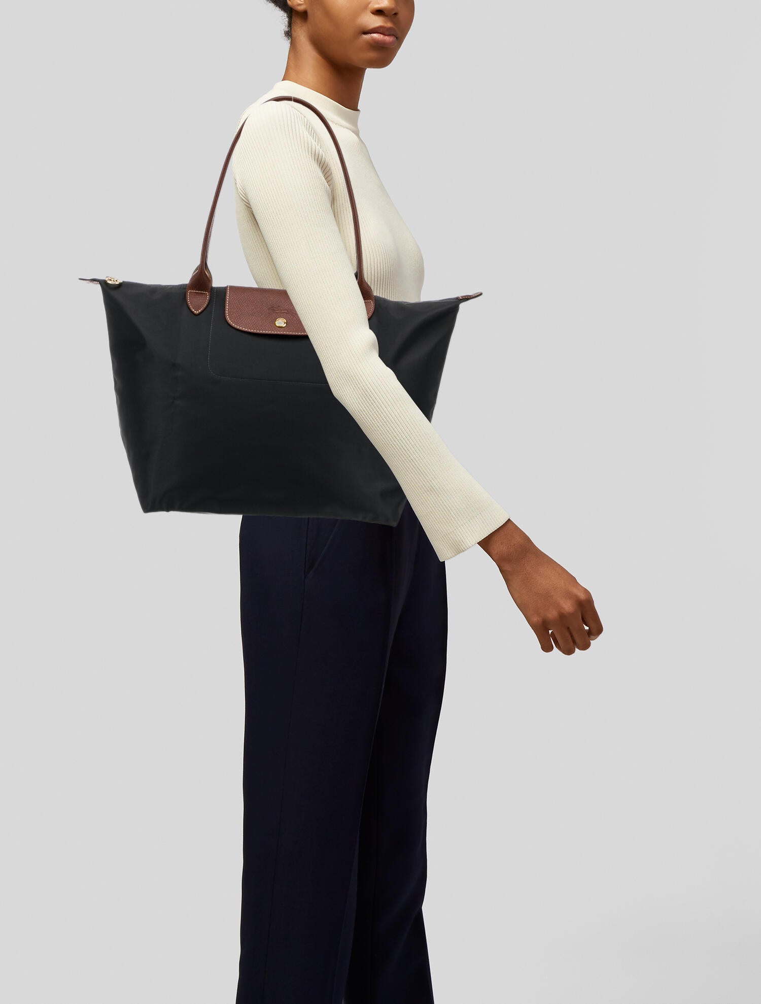 Longchamp Le Pliage Nylon Shopping Tote Grey Totes, Handbags