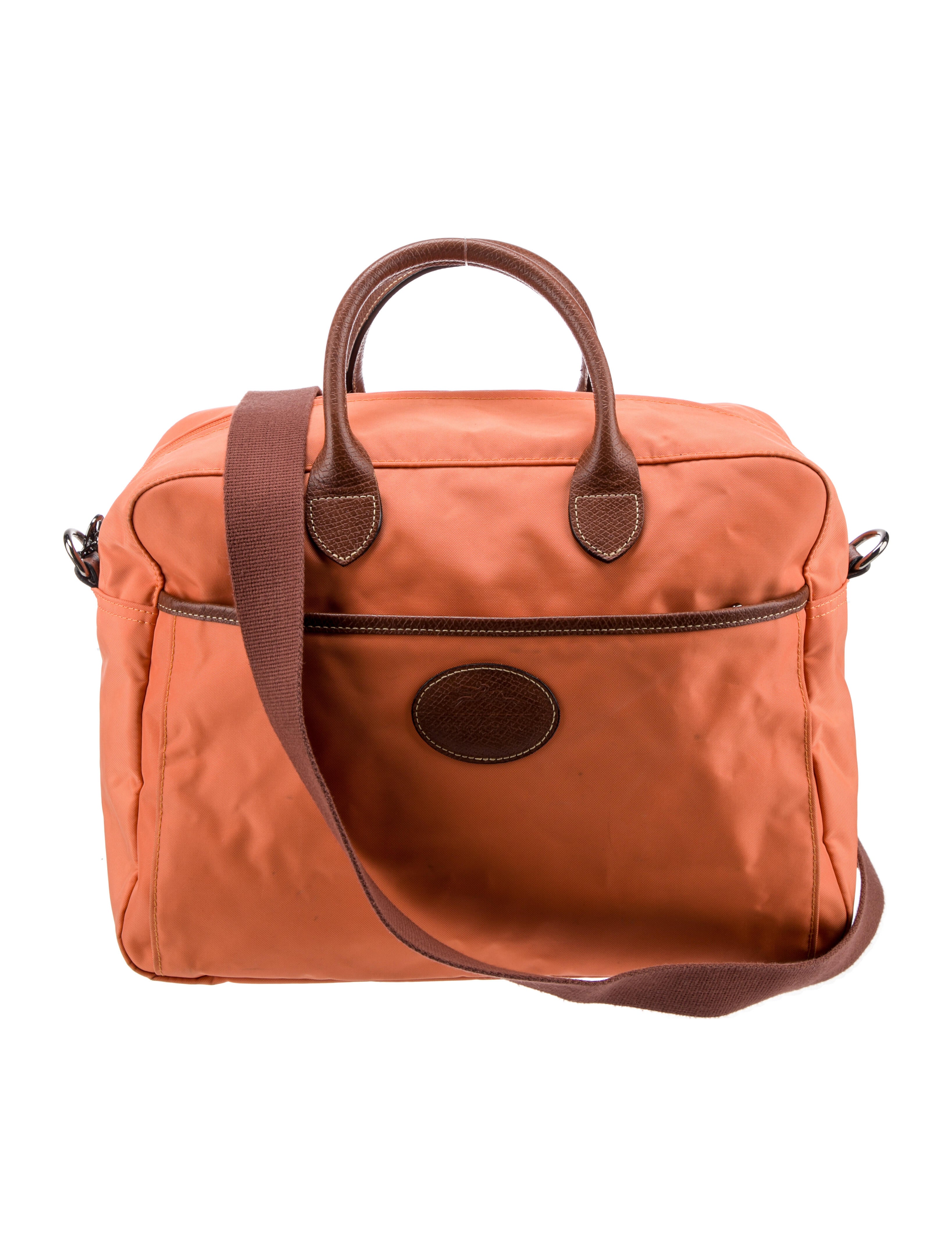 Longchamp Nylon Leather Trimmed Messenger Bag Orange Luggage and