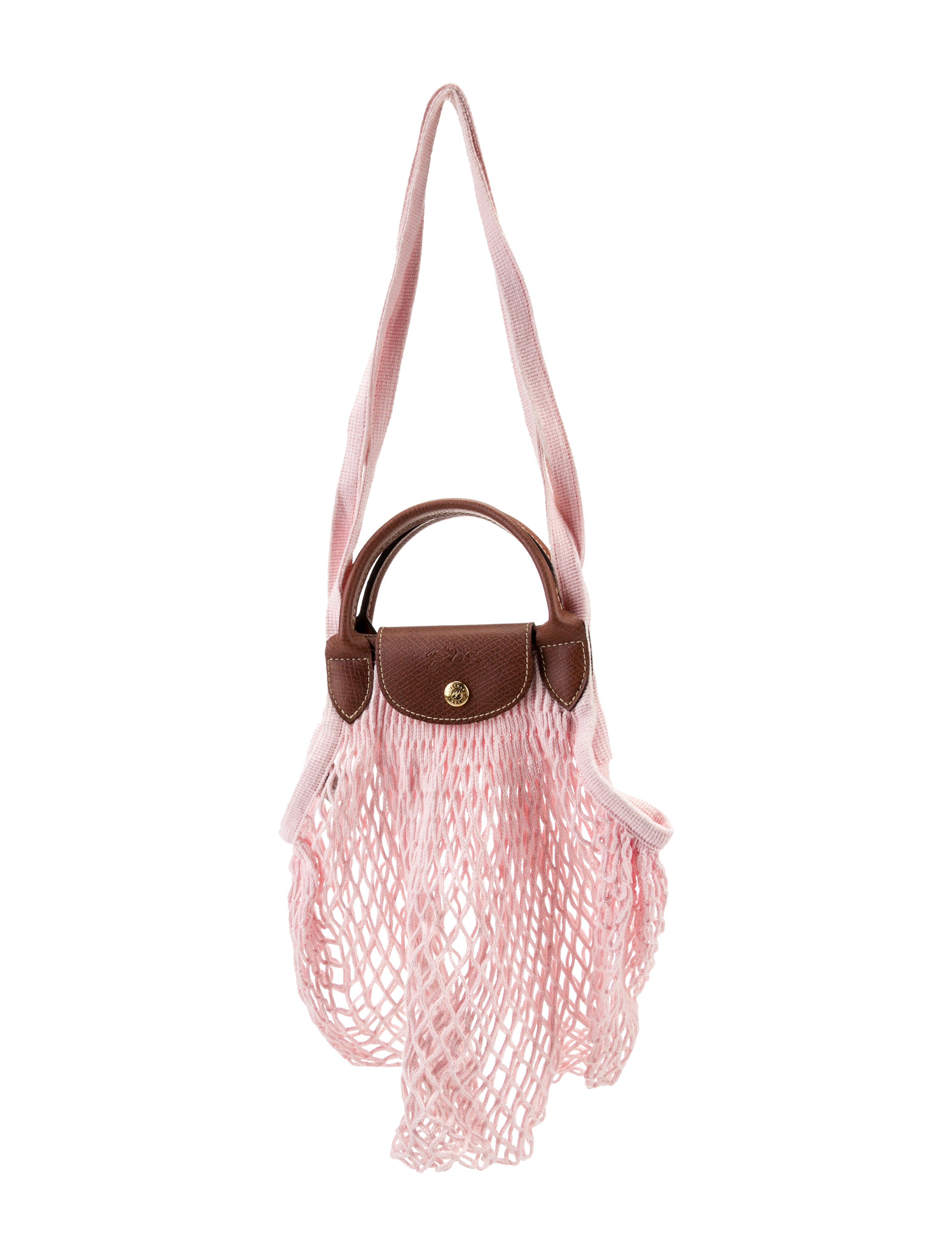 Longchamp x filt Le Pliage Knit Shoulder Bag Pink Shoulder Bags