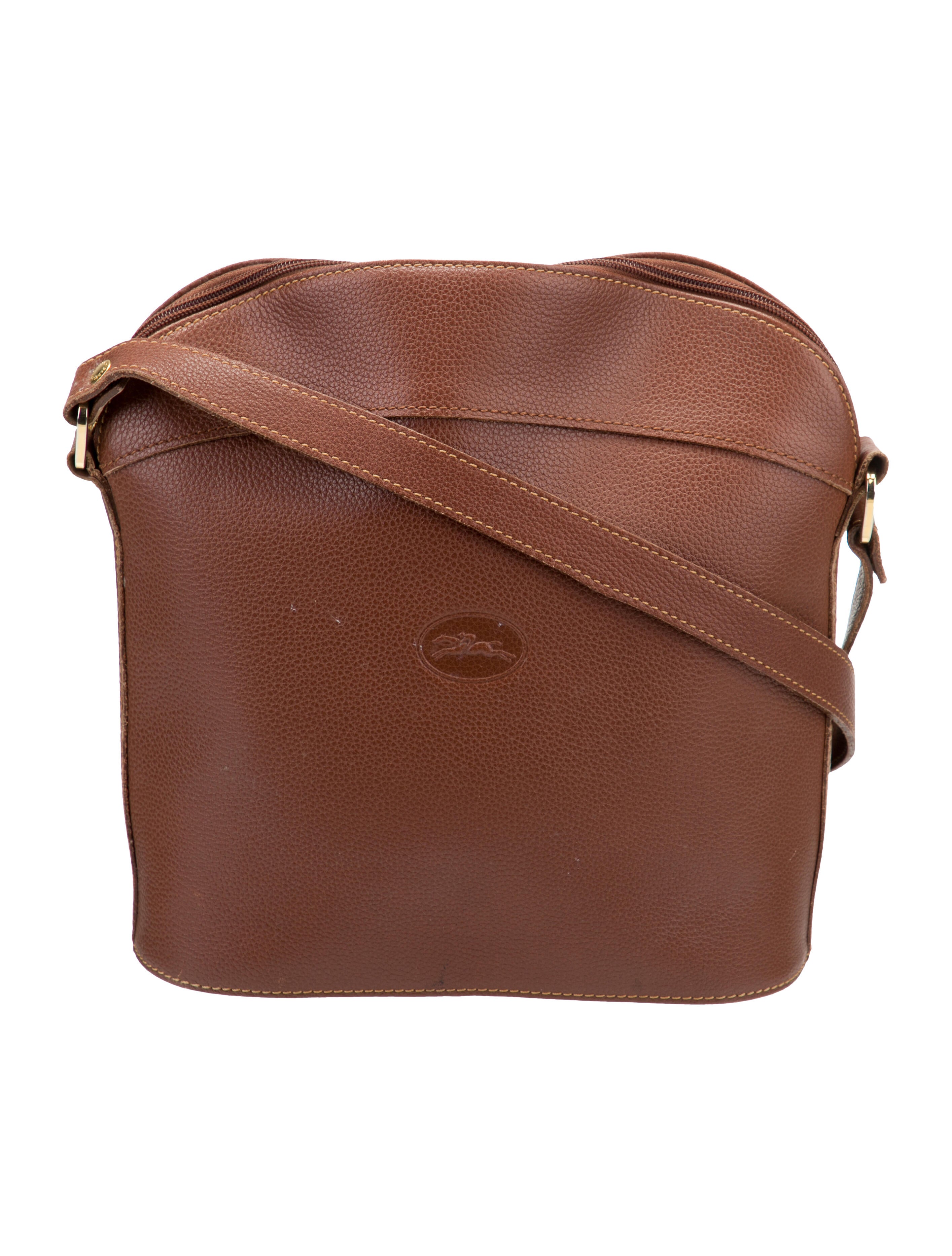 Longchamp Grained Leather Crossbody Bag Brown Crossbody Bags