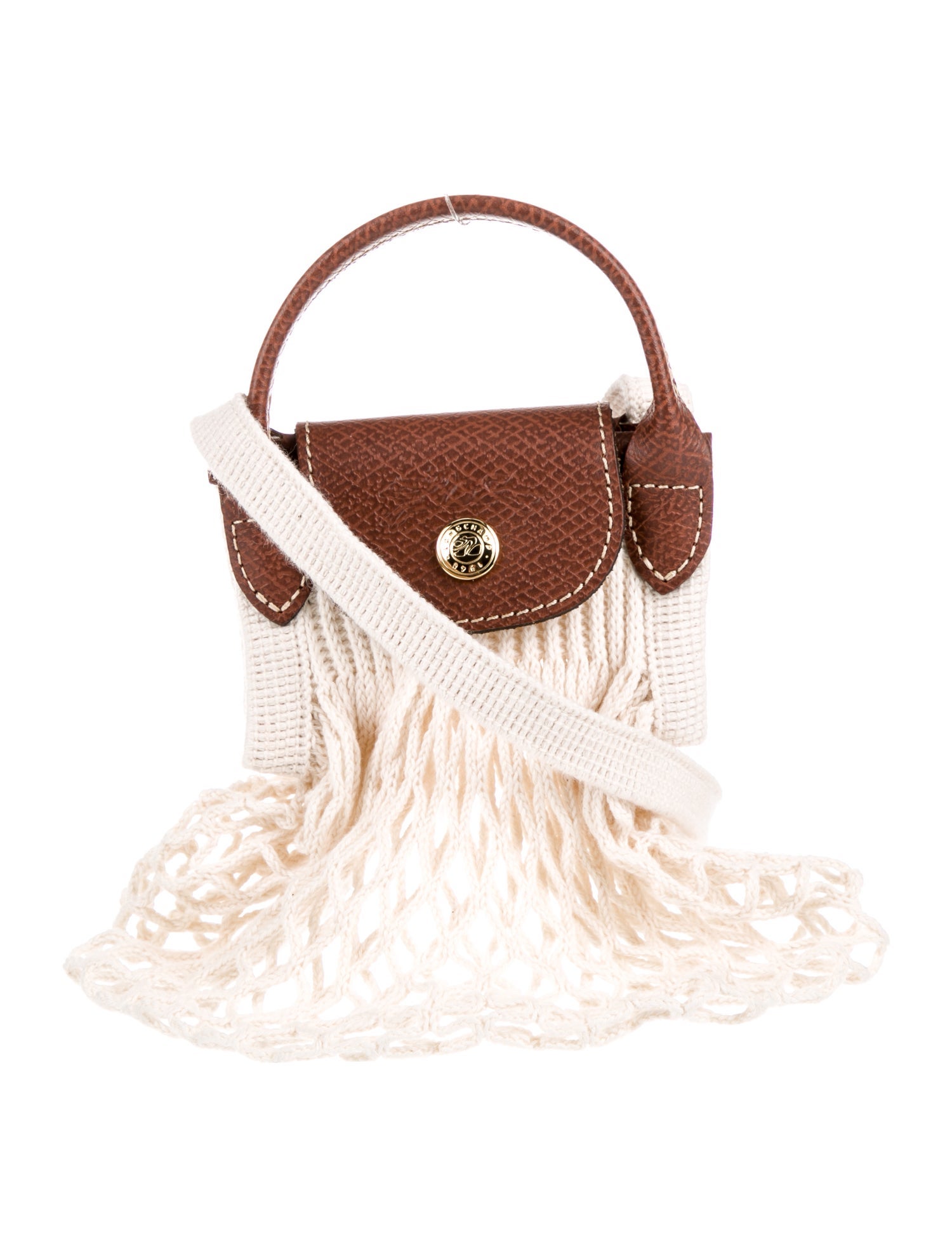 Longchamp Le Pliage Filet XS Knit Bag White Crossbody Bags, Handbags