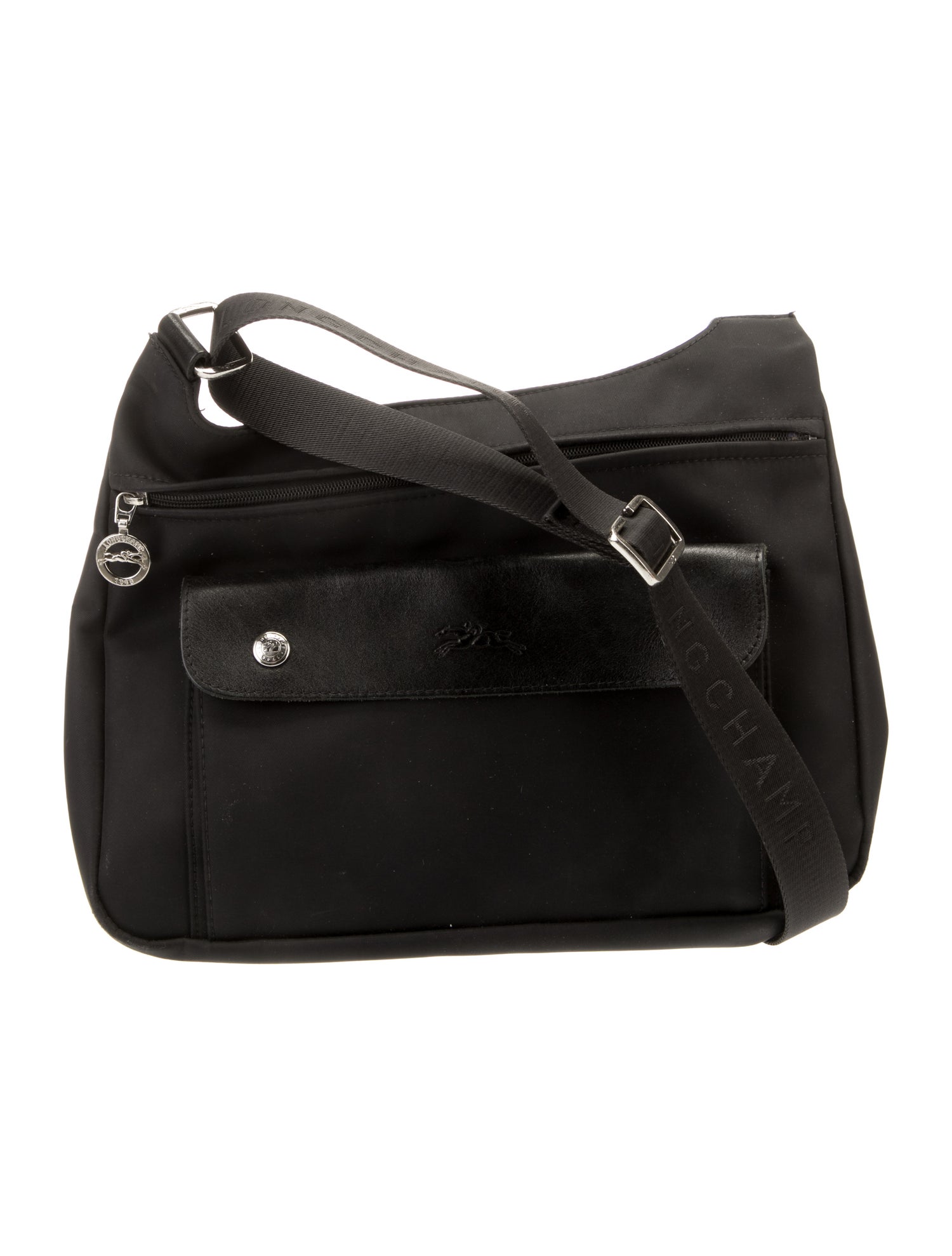 Longchamp Leather Trimmed Nylon Crossbody Bag Black Crossbody Bags