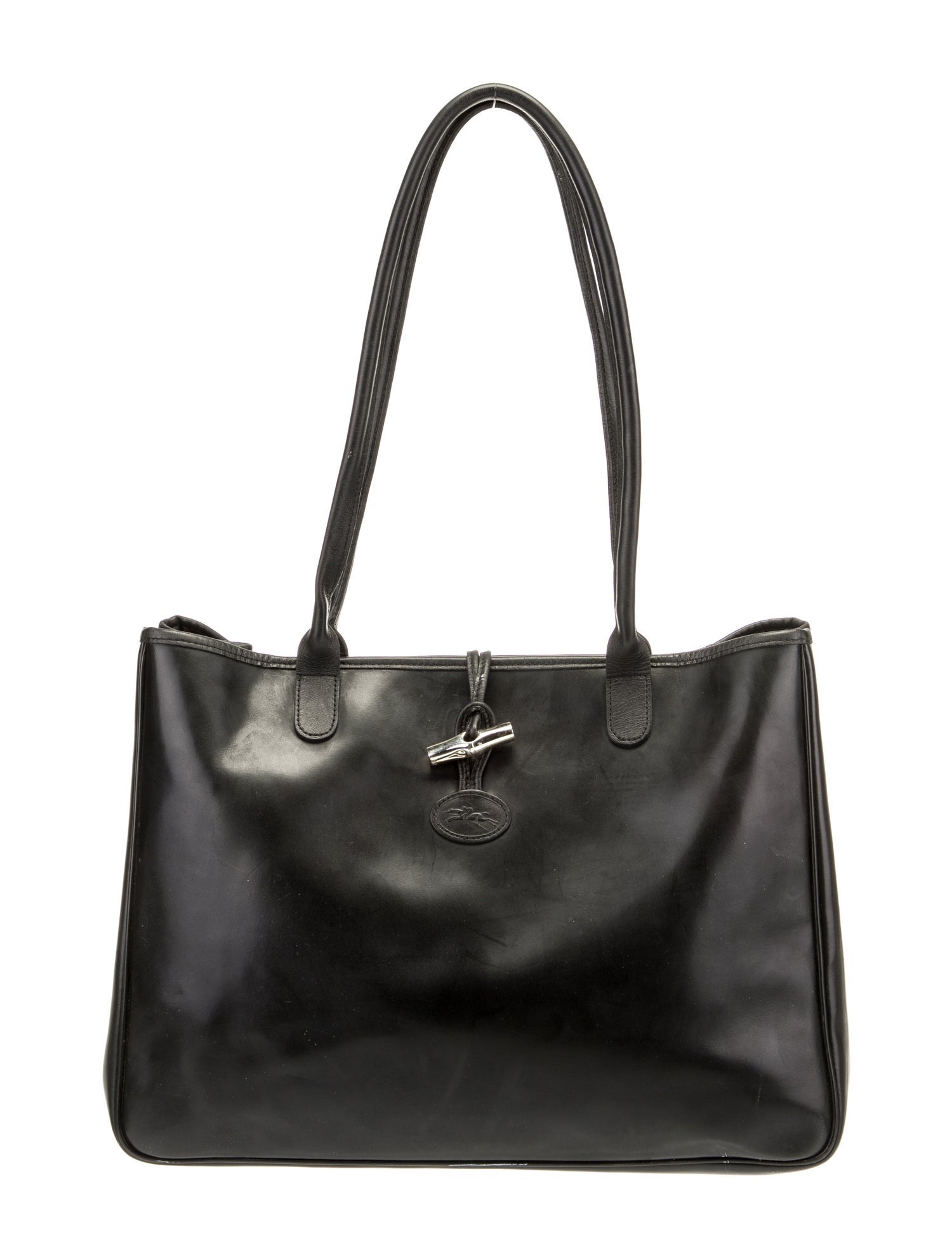Longchamp Solid Leather Tote Bag Black Totes, Handbags WL871190 The RealReal