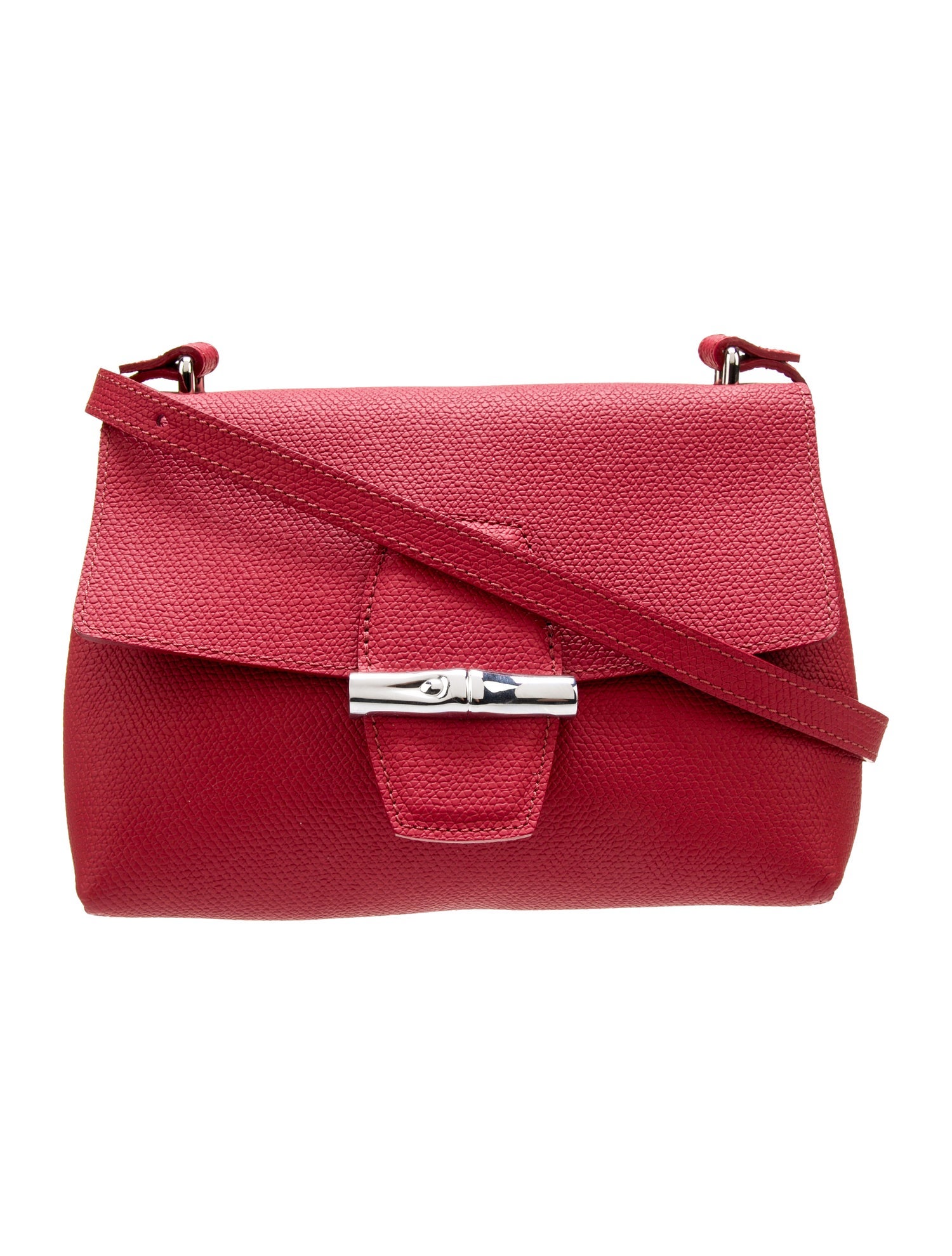 Longchamp Solid Leather Crossbody Bag Red Crossbody Bags, Handbags
