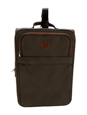 Longchamp Canvas Leather-Trimmed Suitcase