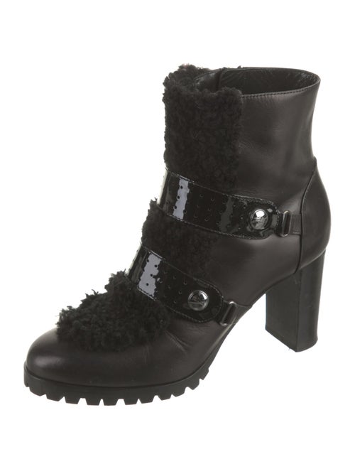 Longchamp Leather Fur Trim Boots