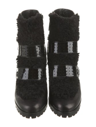 Longchamp Leather Fur Trim Boots