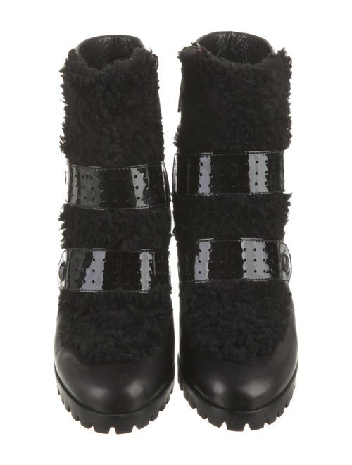 Longchamp Leather Fur Trim Boots