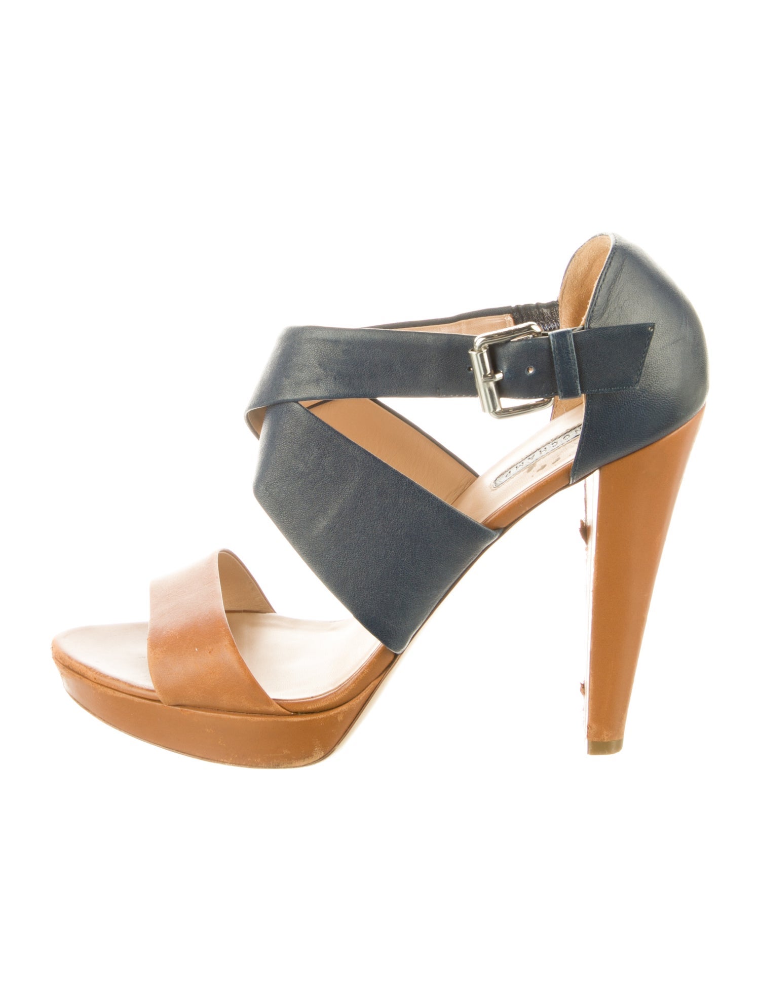 Longchamp Leather Colorblock Pattern Sandals