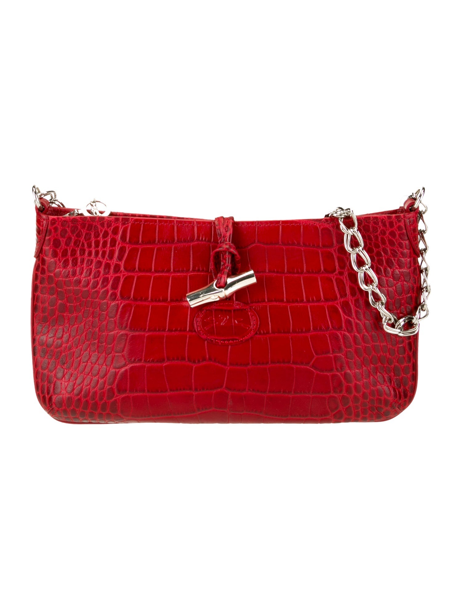 Longchamp Embossed Leather Shoulder Bag