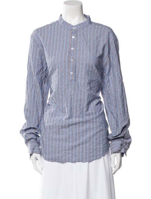 Longchamp Striped Long Sleeve Button-Up Top
