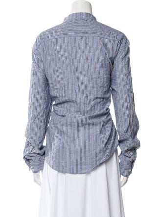 Longchamp Striped Long Sleeve Button-Up Top