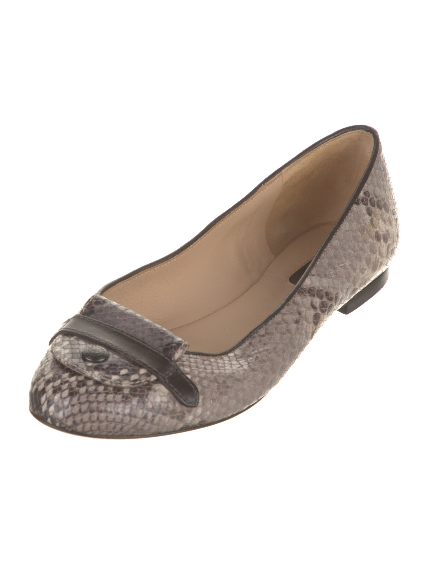 Longchamp Leather Animal Print Ballet Flats