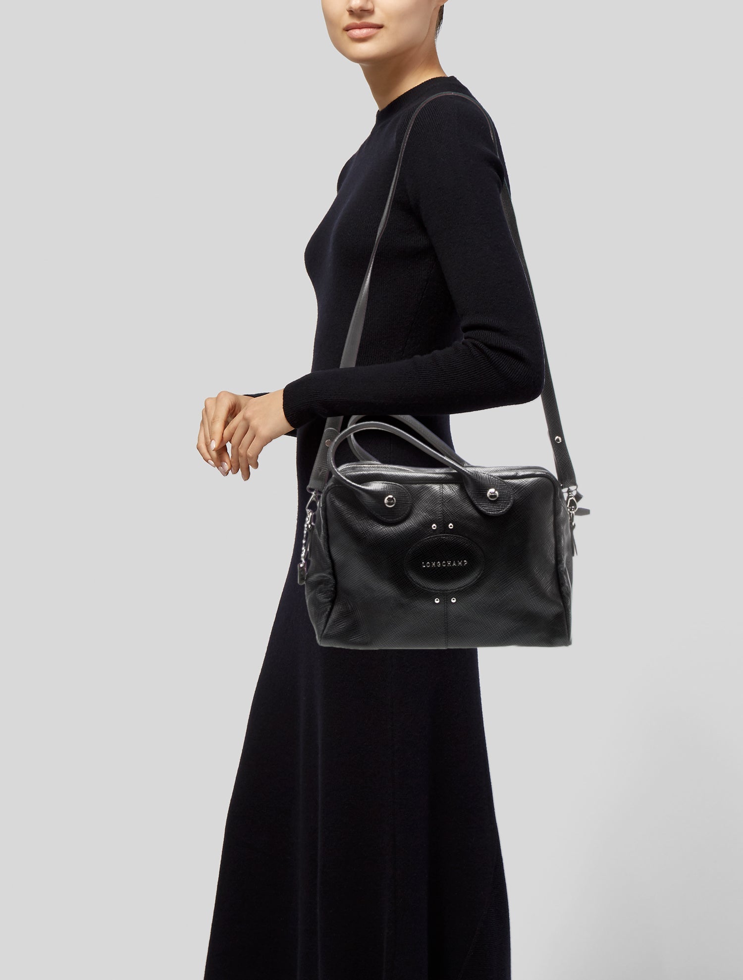 Longchamp Leather Top Handle Bag