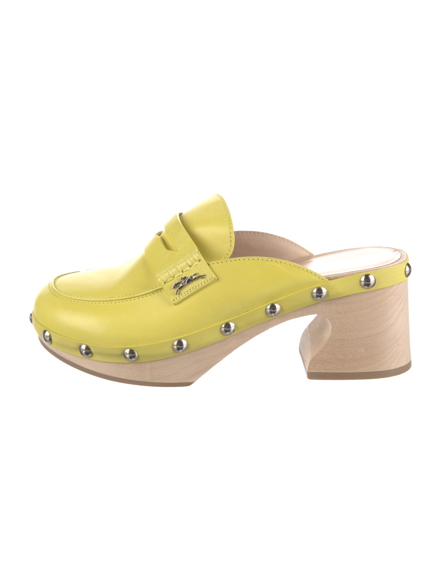 Longchamp Leather Studded Accents Mules