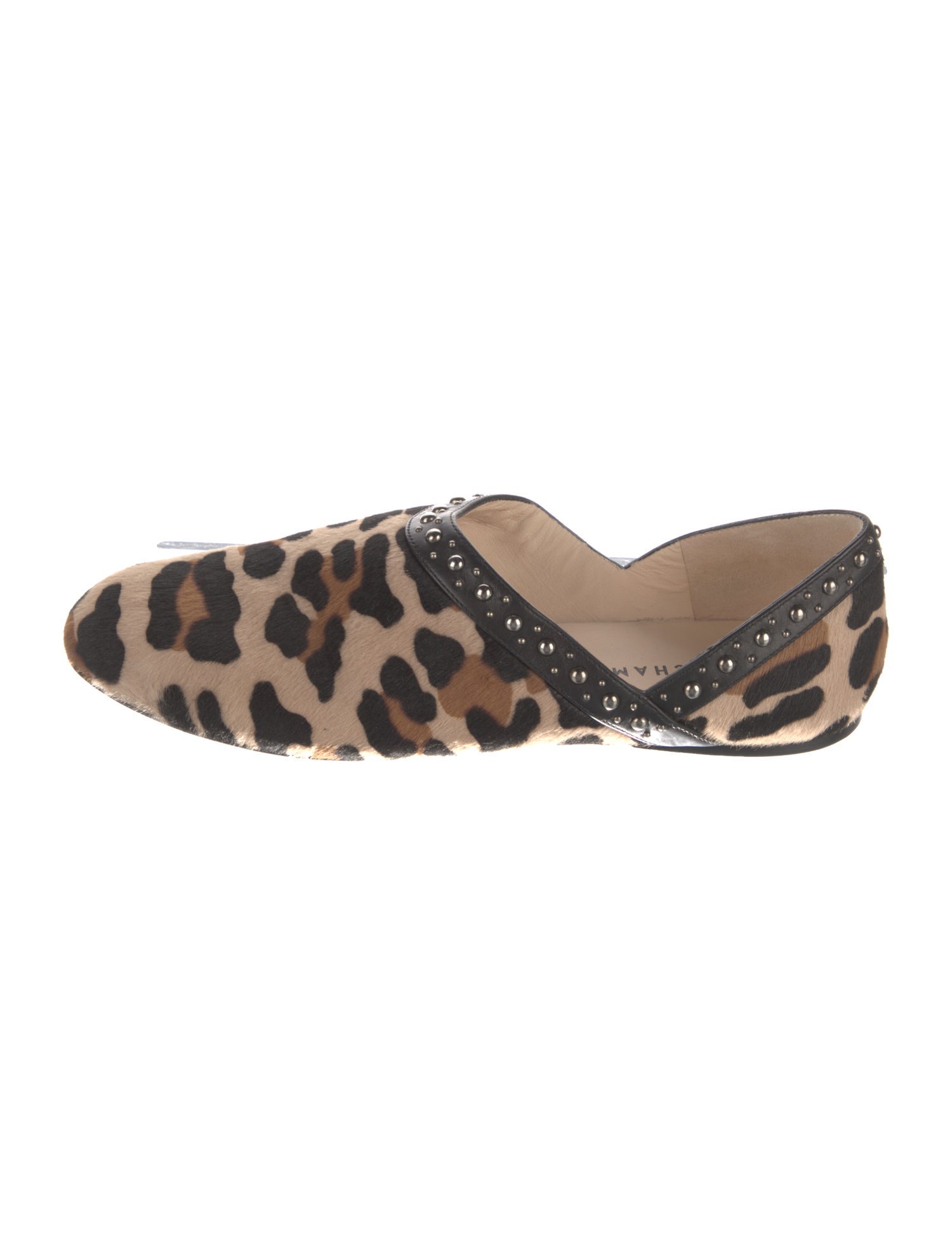 Longchamp Leather Animal Print D'Orsay Flats