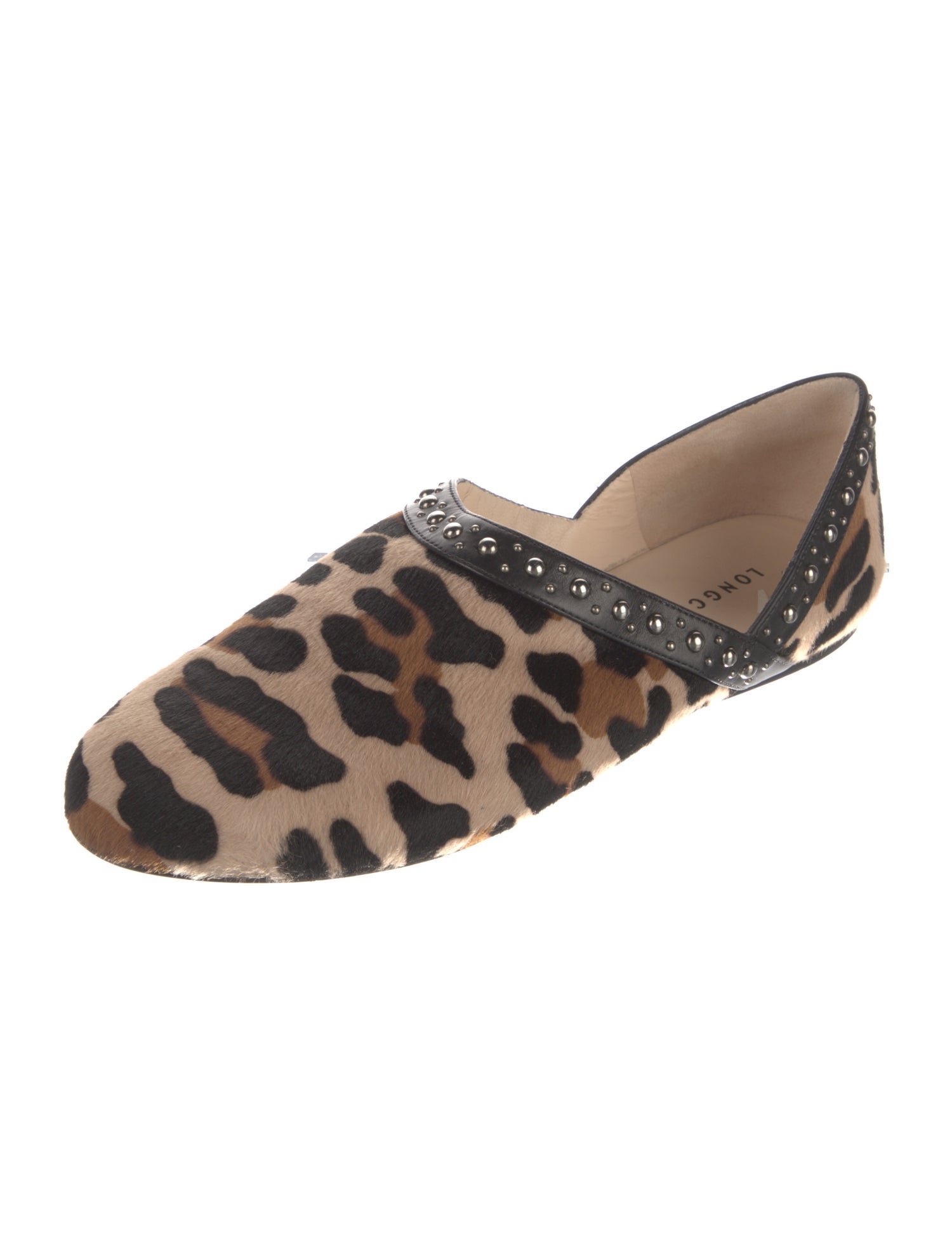 Longchamp Leather Animal Print D'Orsay Flats