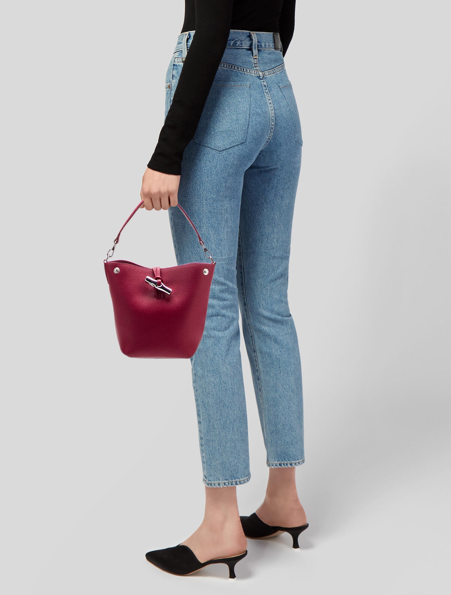 Longchamp Leather Bucket Bag