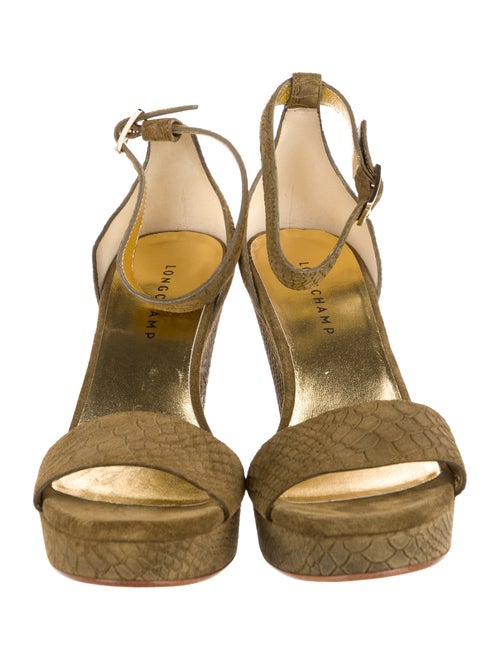 Longchamp Suede Leather Trim Embellishment Espadrilles