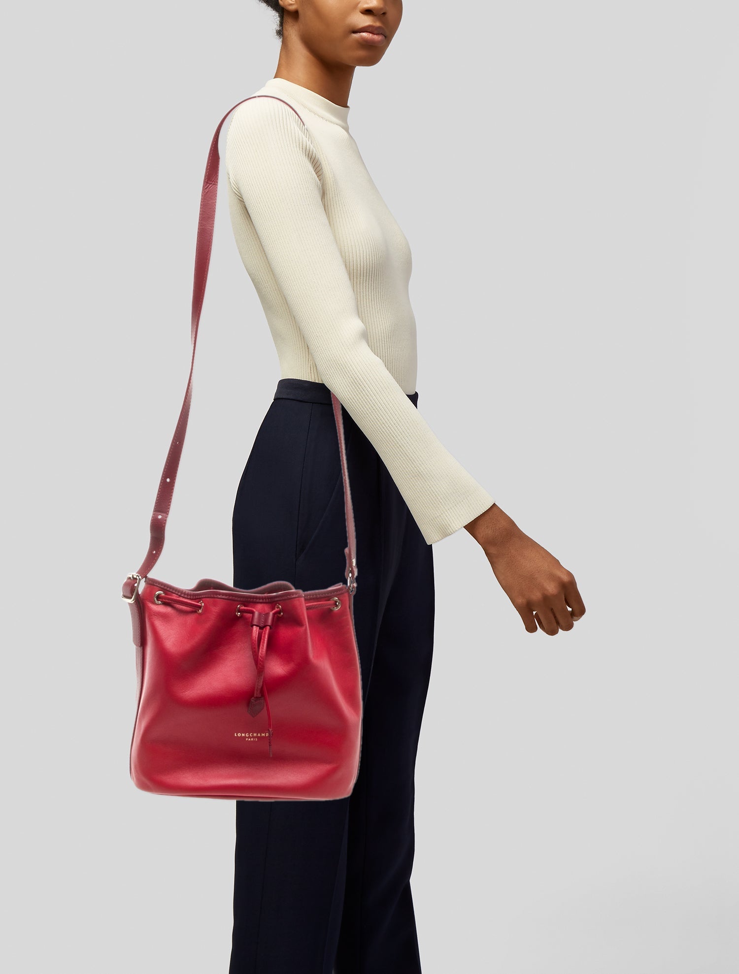 Longchamp Leather Bucket Bag