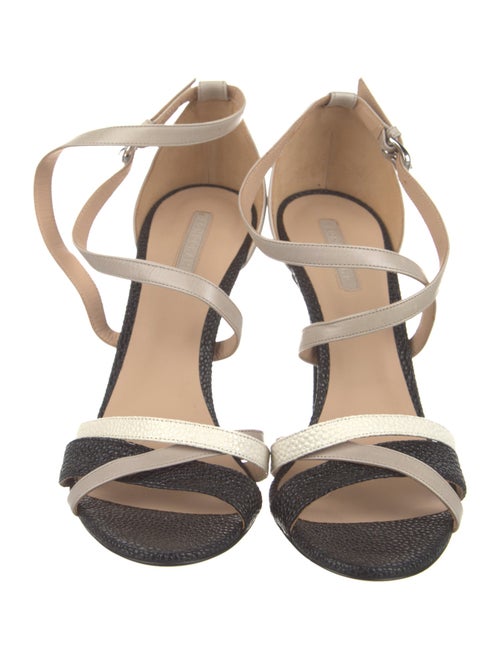 Longchamp Leather Colorblock Pattern Sandals