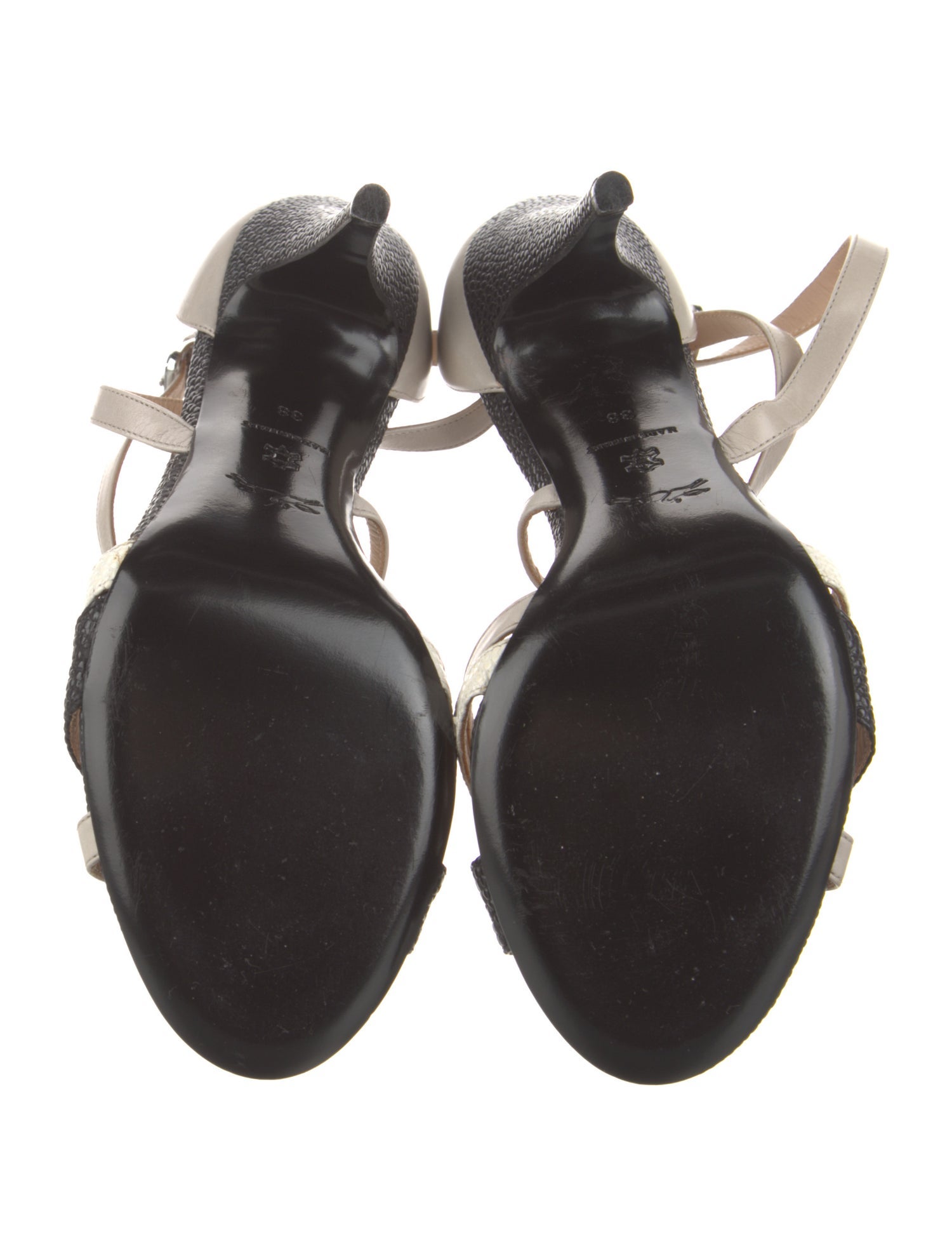 Longchamp Leather Colorblock Pattern Sandals