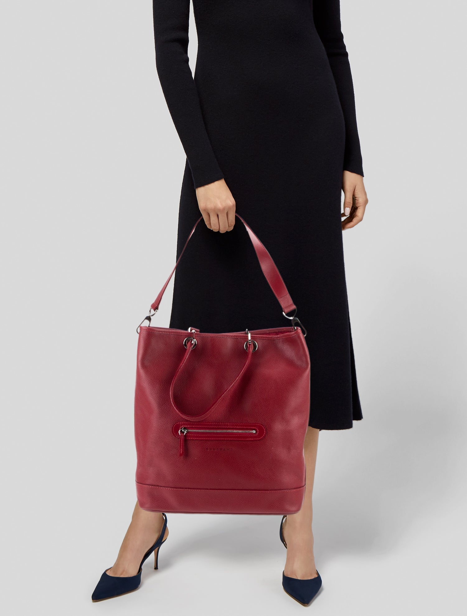 Longchamp Leather Bucket Bag