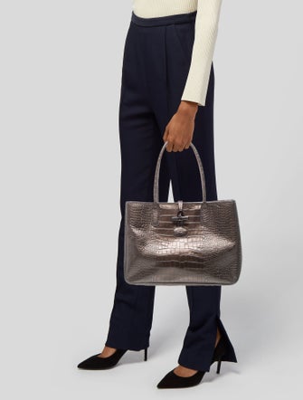 Longchamp Embossed Leather Tote