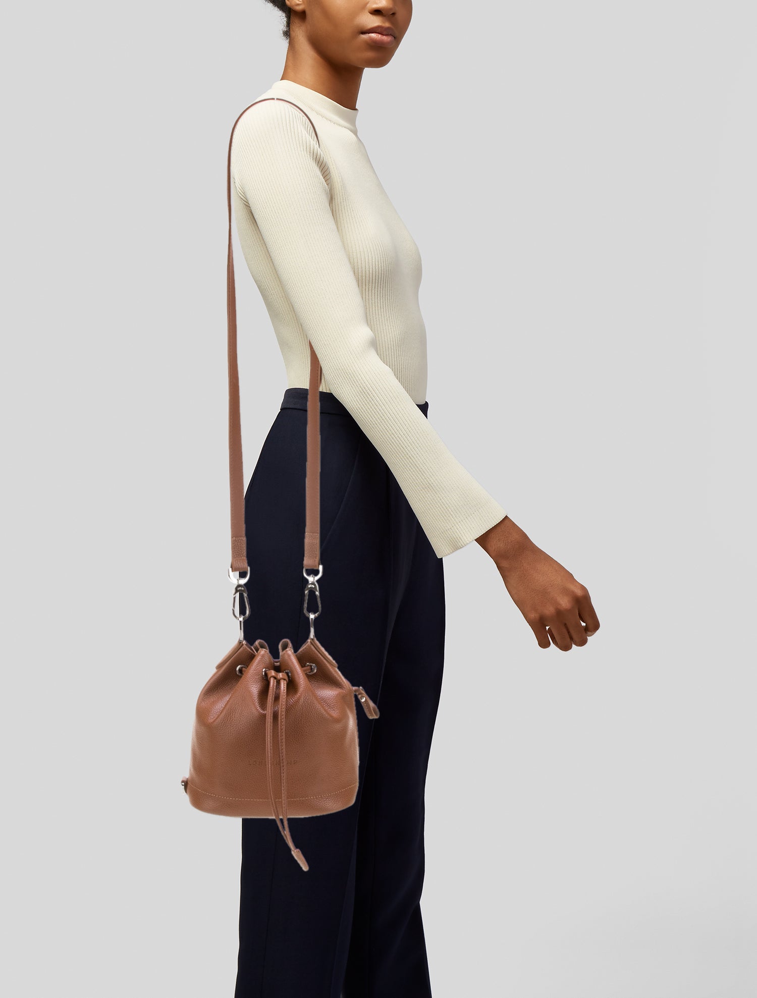 Longchamp Leather Bucket Bag