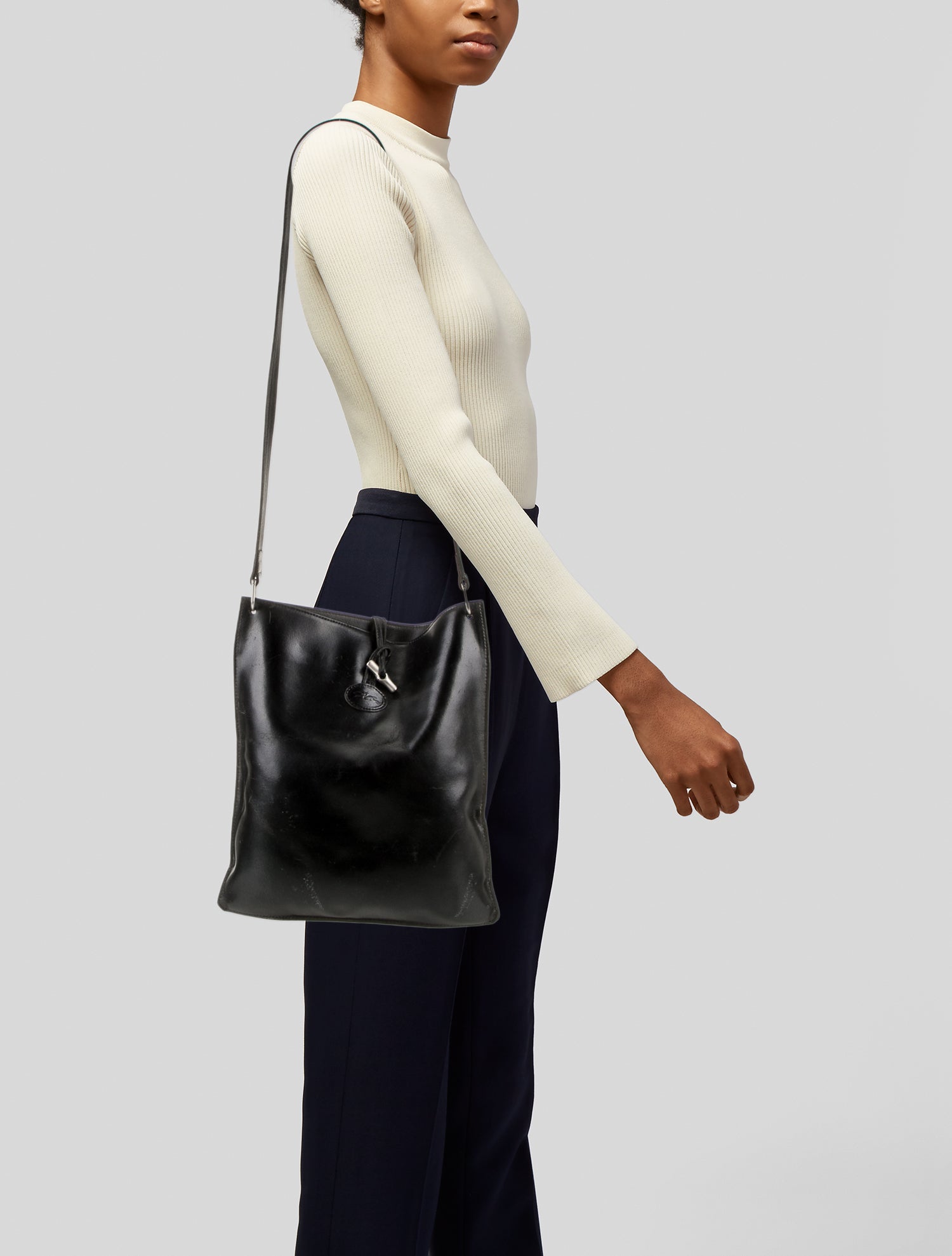 Longchamp Leather Bucket Bag