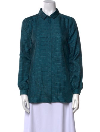 Longchamp Silk Long Sleeve Button-Up Top
