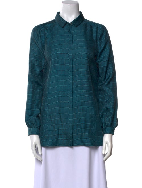 Longchamp Silk Long Sleeve Button-Up Top