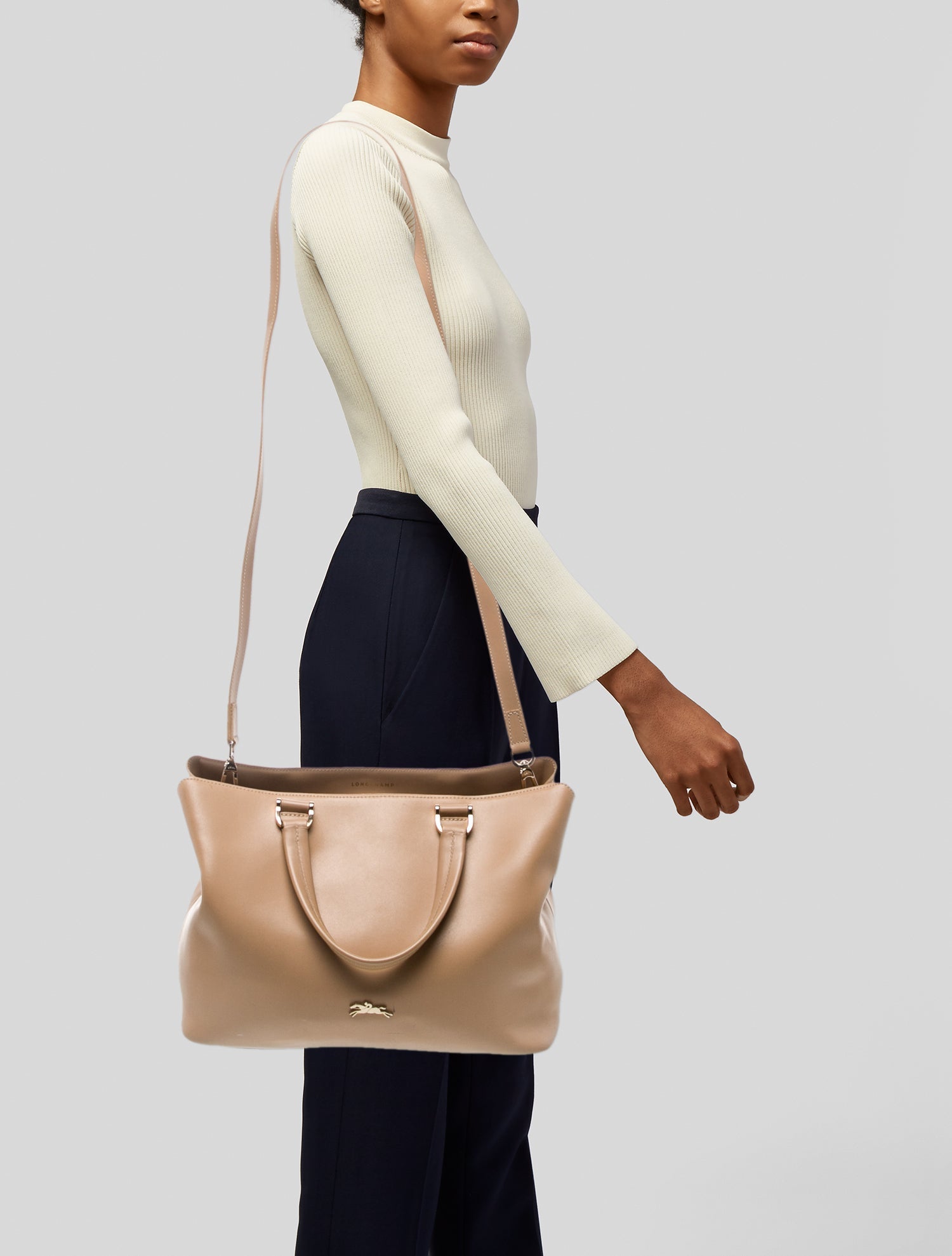 Longchamp Leather Top Handle Bag