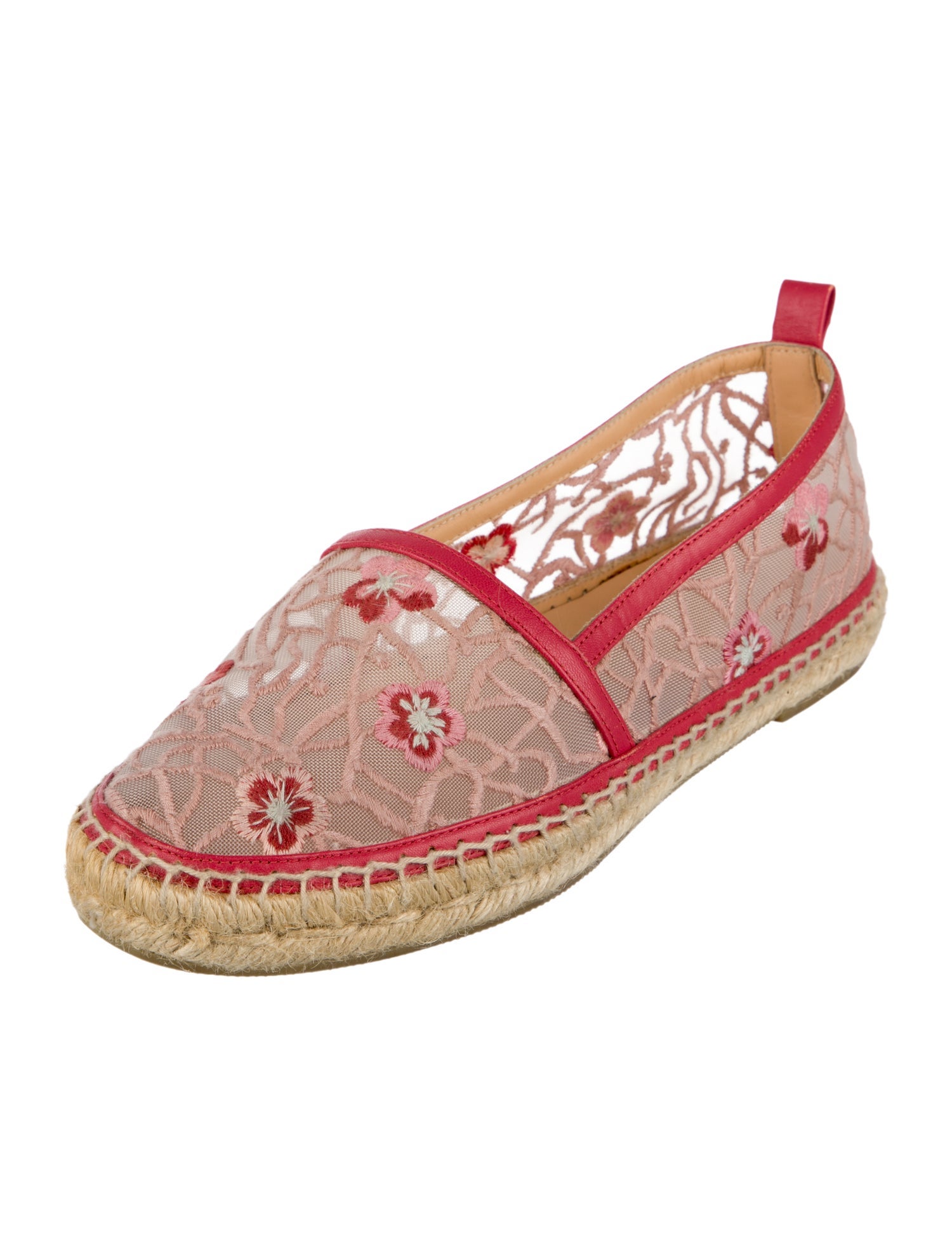 Longchamp Mesh Floral Print Espadrilles