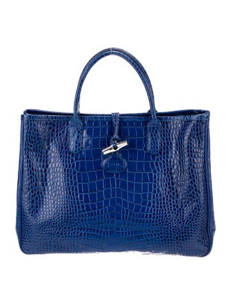 Longchamp Embossed Leather Top Handle Bag