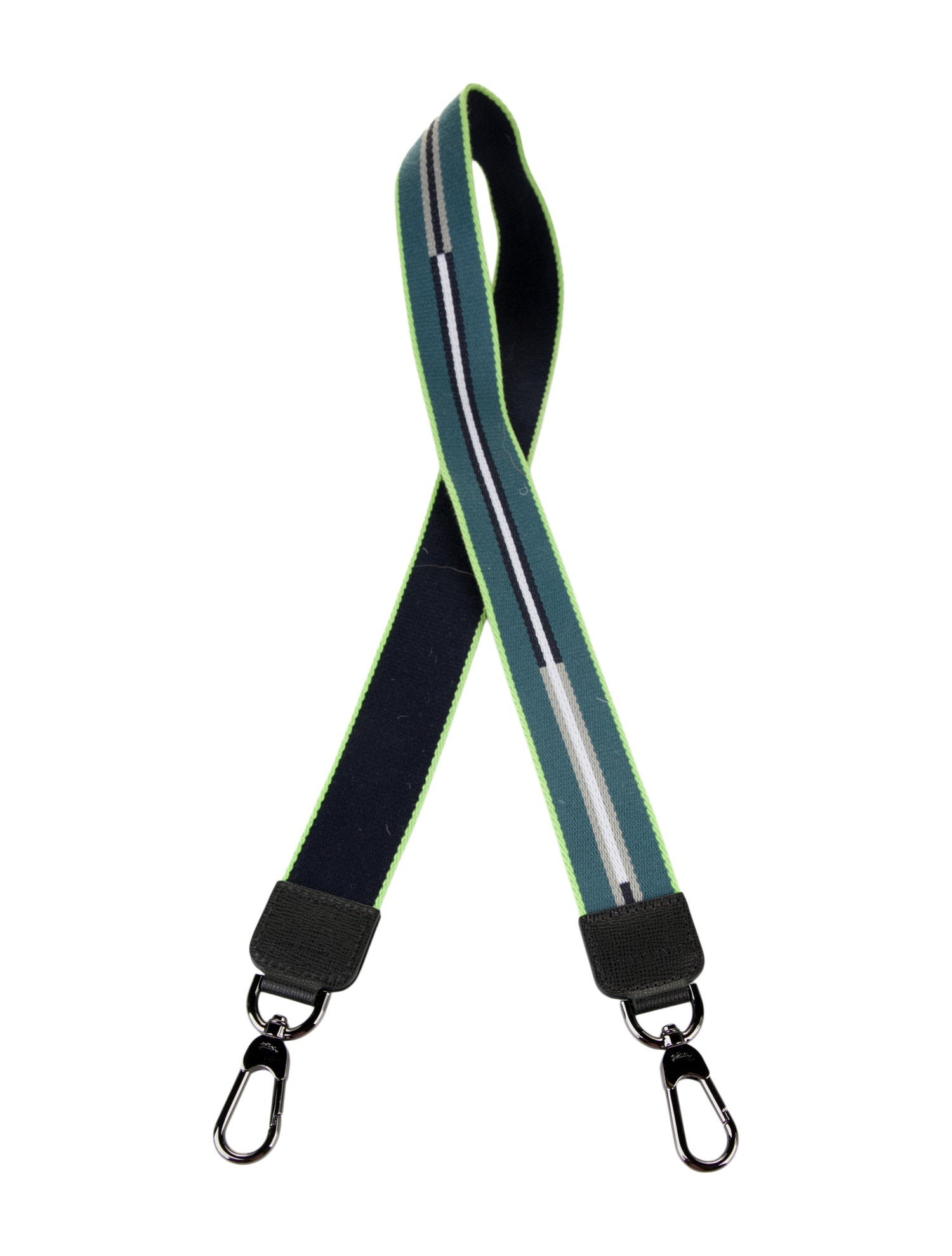 Longchamp Blue Pattern Printed Leather Trimmed Bag Strap