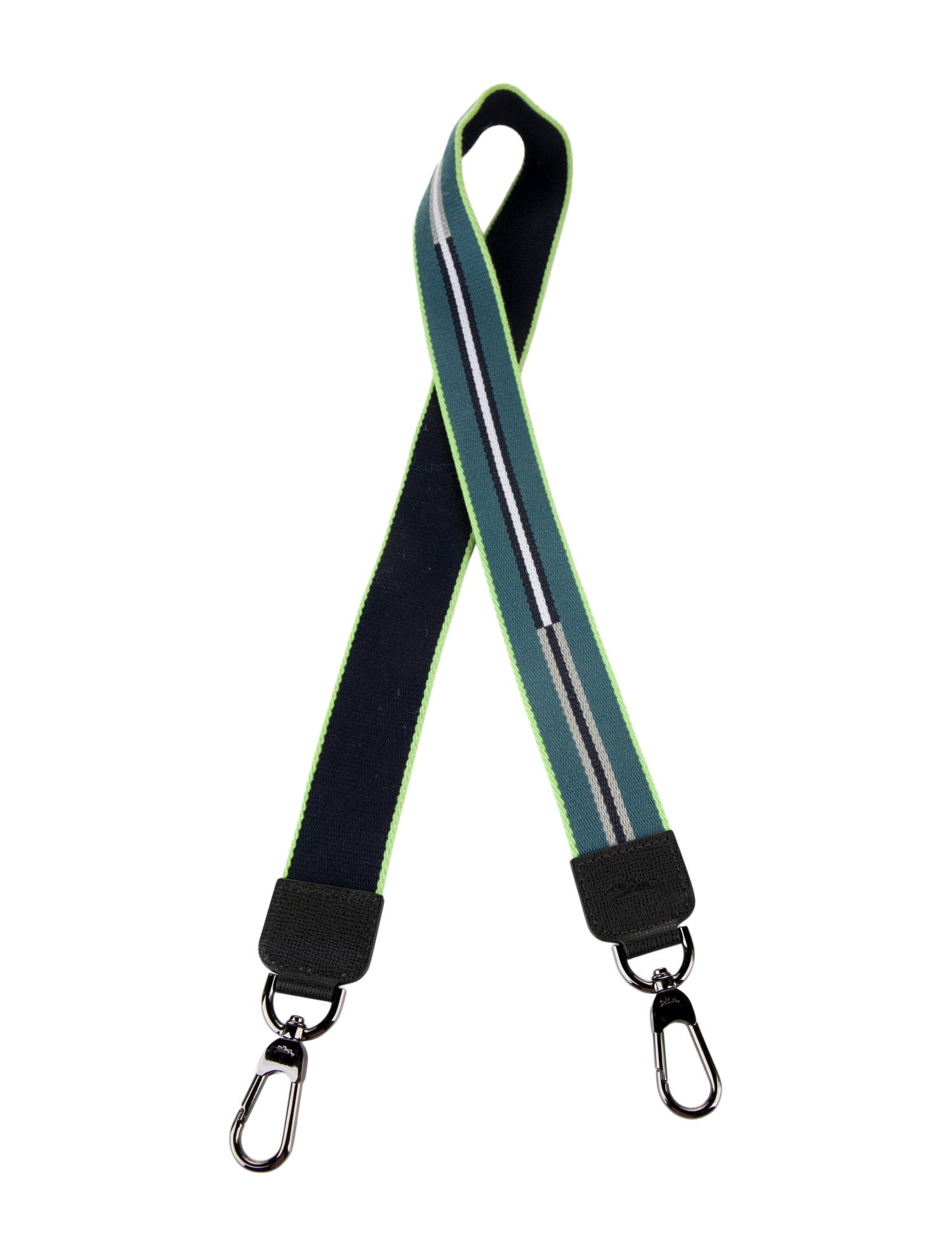 Longchamp Blue Pattern Printed Leather Trimmed Bag Strap