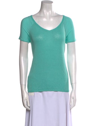 Longchamp Linen Scoop Neck T-Shirt