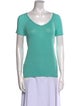 Longchamp Linen Scoop Neck T-Shirt