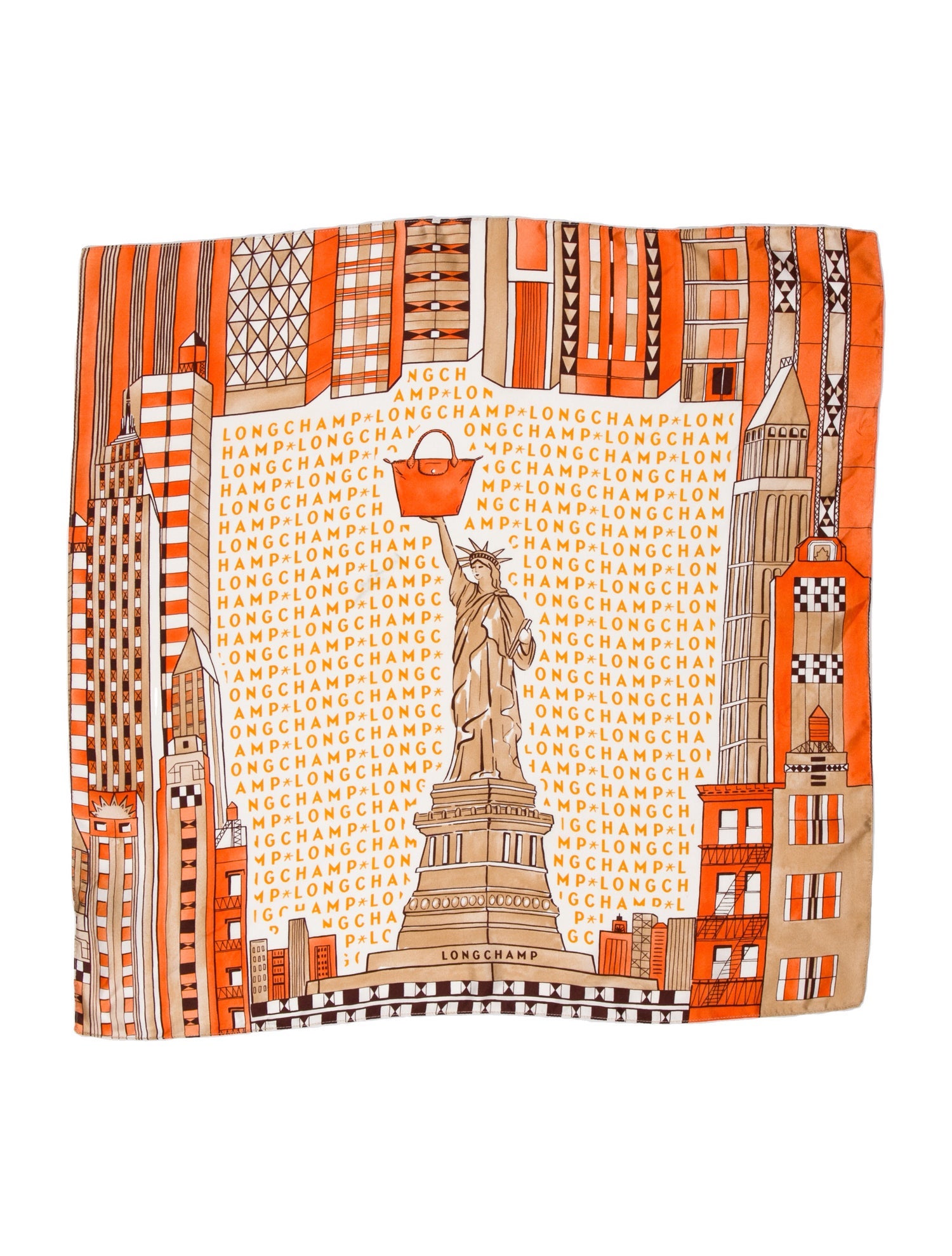 Longchamp Festival Quadri Silk Scarf